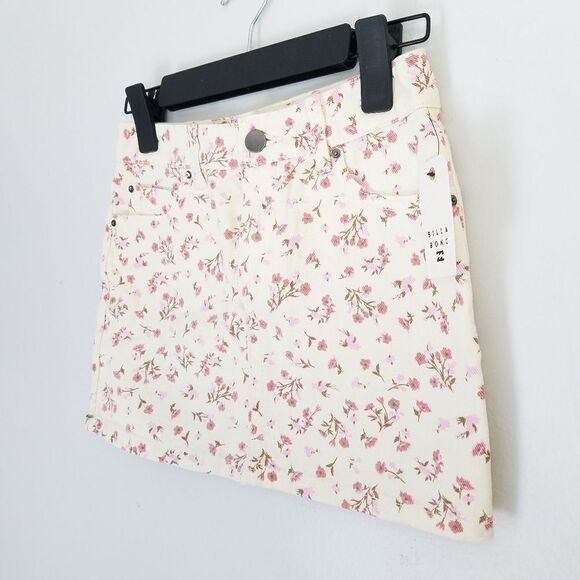 NWT Billabong Girl's Sweetheart Floral Denim 100% Cotton Mini Skirt 10 - Picture 7 of 14